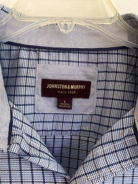 JOHNSTON & MURPHY long sleeve cotton button down navy white black olive, size L